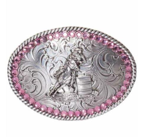 M&F Western Blazin Roxx Girls Pink Crystal Barrel Racer Buckle