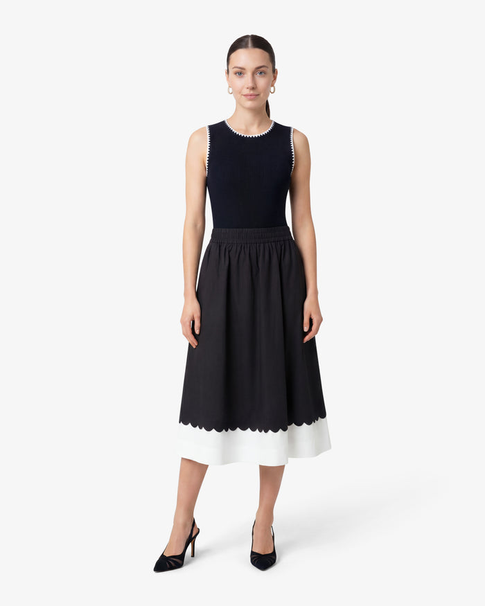 Midi Skirt in Black and White