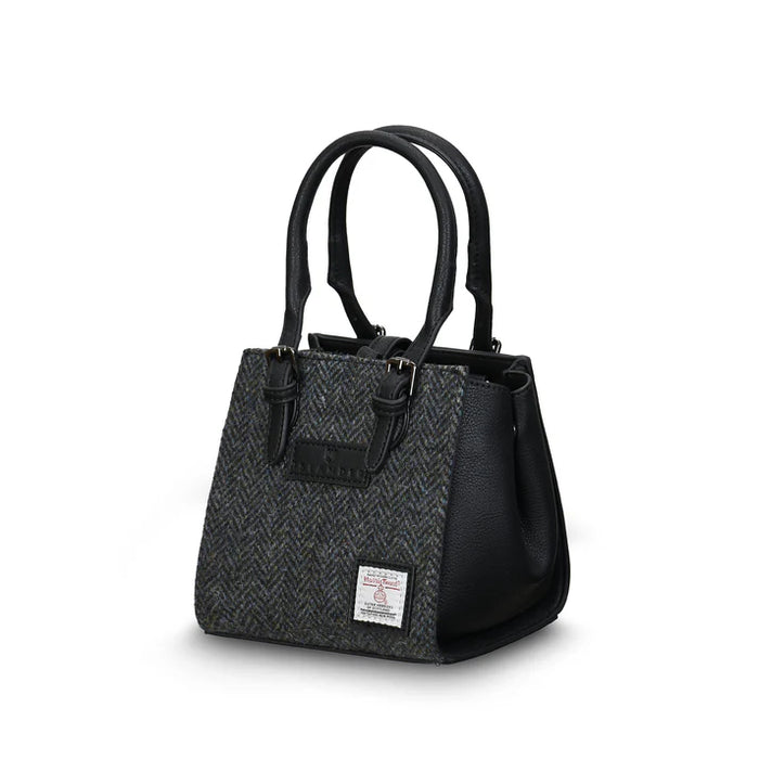 Mini Caillie Tote - Black and Grey Herringbone