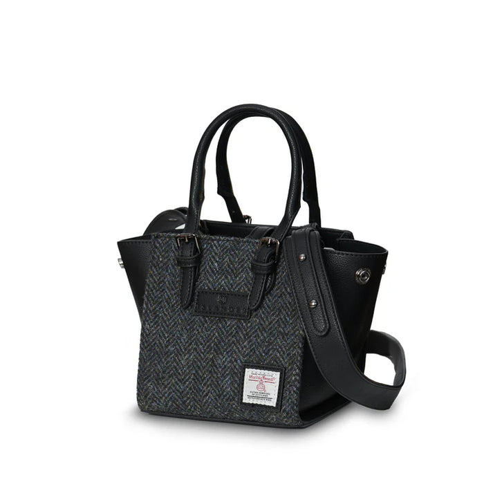Mini Caillie Tote - Black and Grey Herringbone