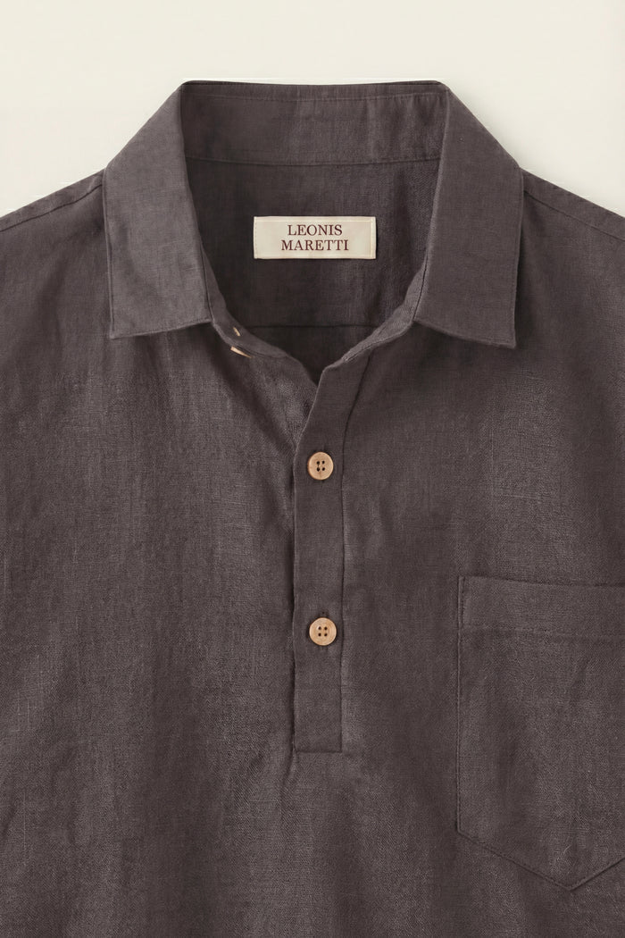 Monza Linen Polo Shirt Grey
