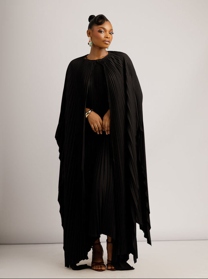 MUSE ZUKI CAPE DRESS - BLACK