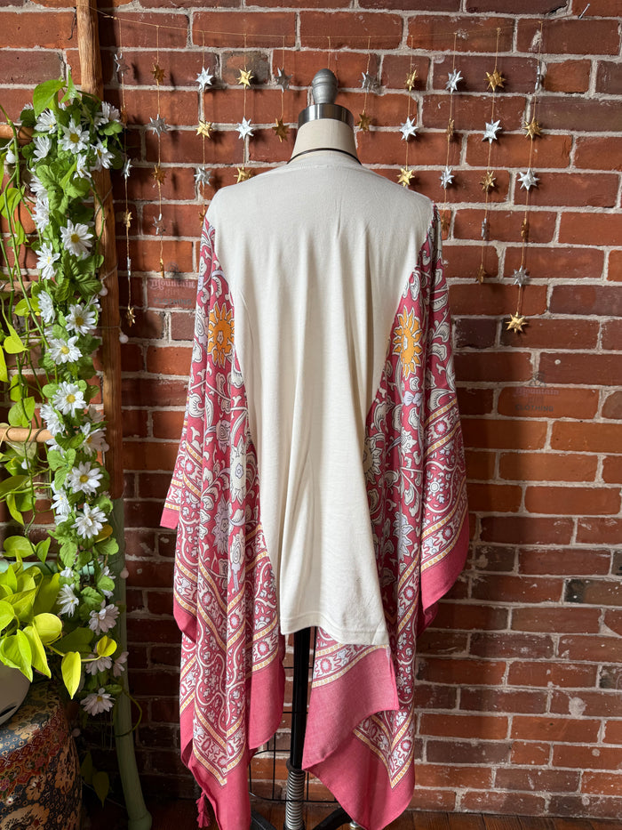 Mystical Stevie Nicks Hybrid Boho Print Hi Lo Poncho Top