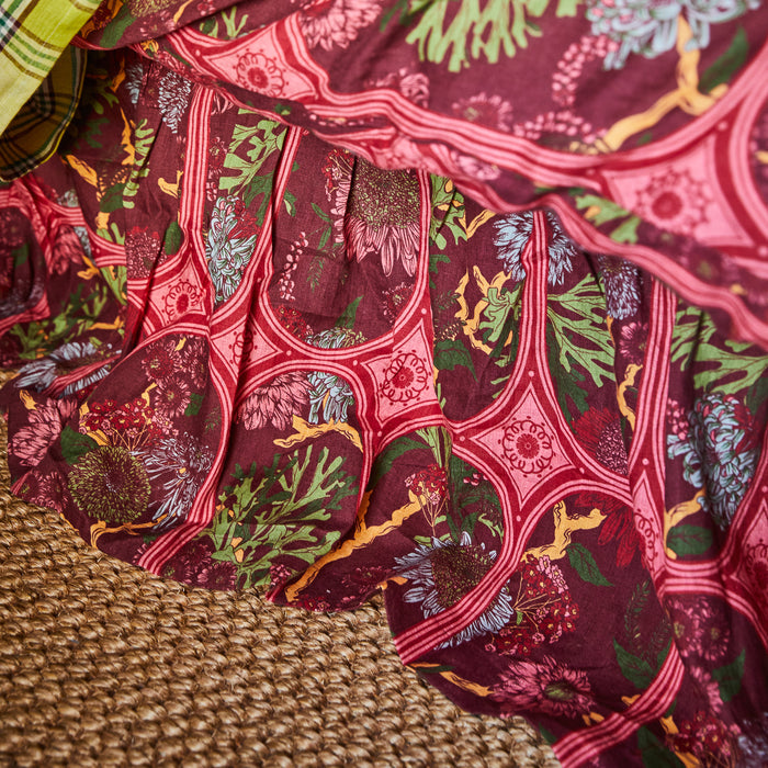 Naia Linen Ruffle Valance - Garnet Queen