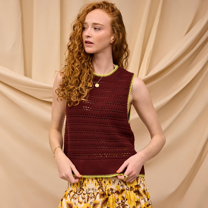 Natalina Knit Top - Garnet