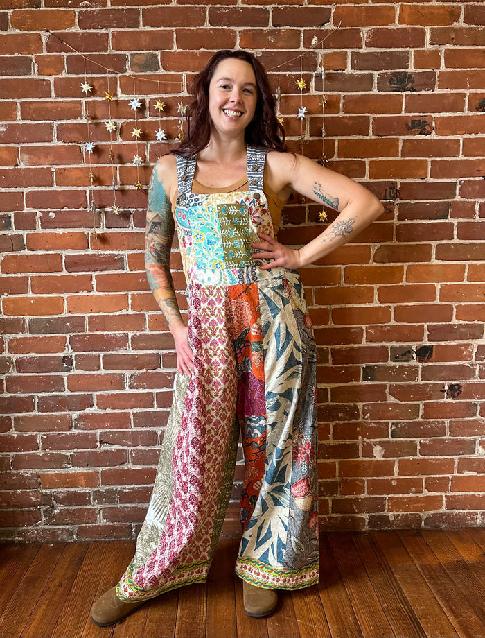 NEW SIZES! La Boheme Patchwork Wide Leg Overalls