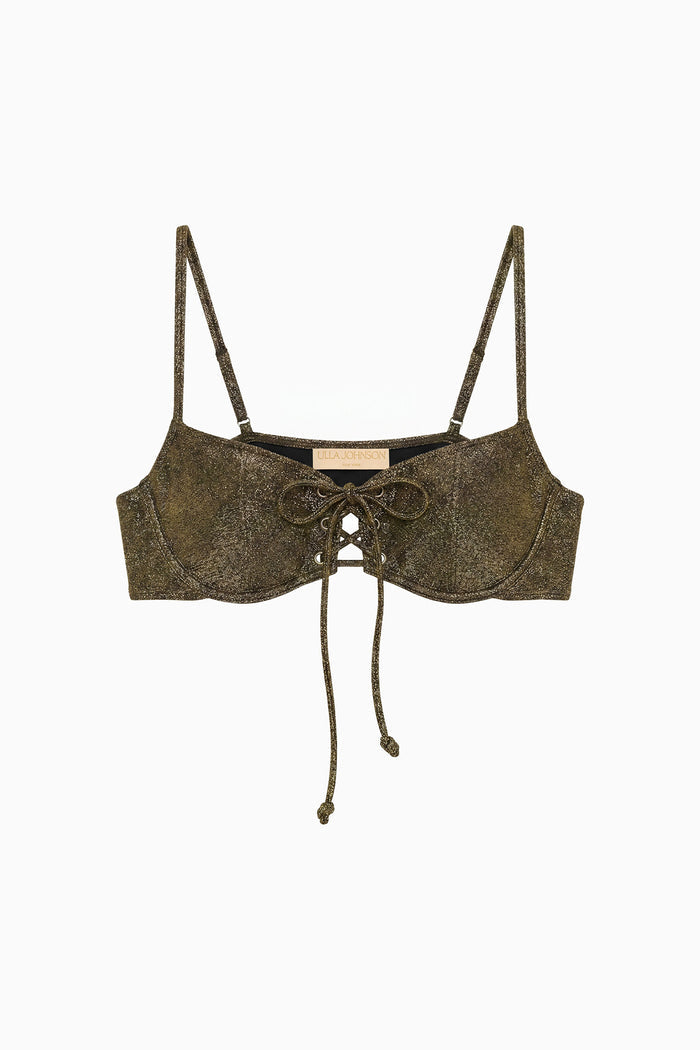 Noa Front Tie Bikini Top - Noir