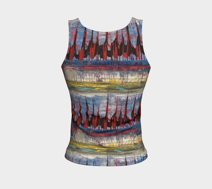 "Northern Reflections" Fitted Tank Top LONG  (Blue, Grey, Pink)