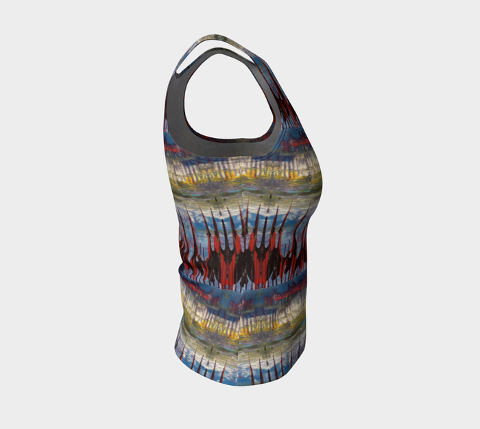 "Northern Reflections" Fitted Tank Top LONG  (Blue, Grey, Pink)