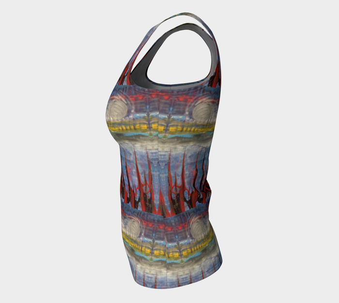 "Northern Reflections" Fitted Tank Top LONG  (Blue, Grey, Pink)