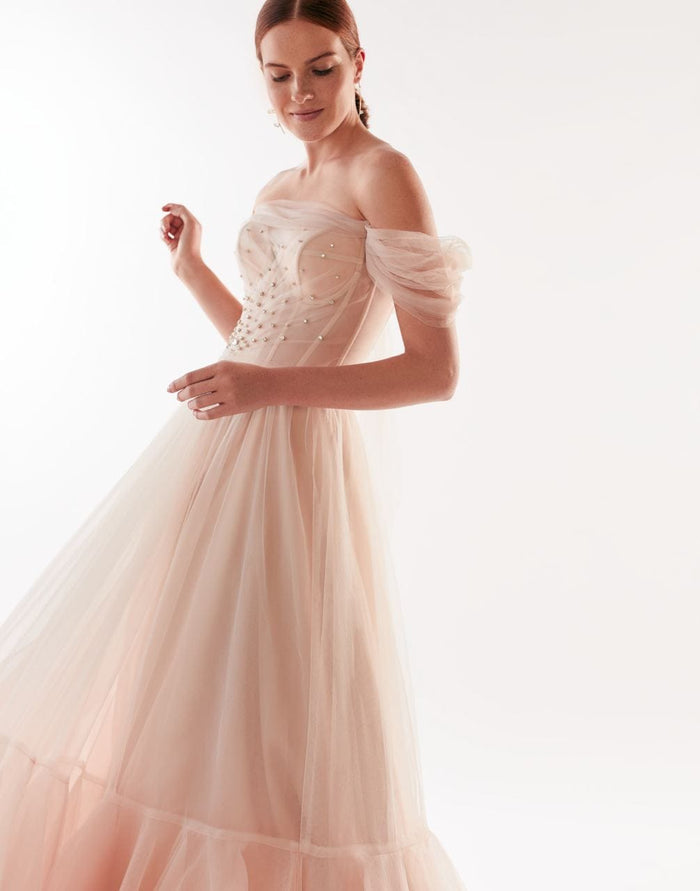Off-the-Shoulder Cocktail Tulle Dress - Milla