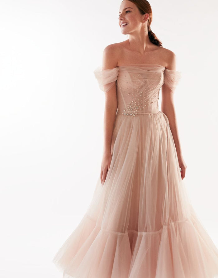 Off-the-Shoulder Cocktail Tulle Dress - Milla