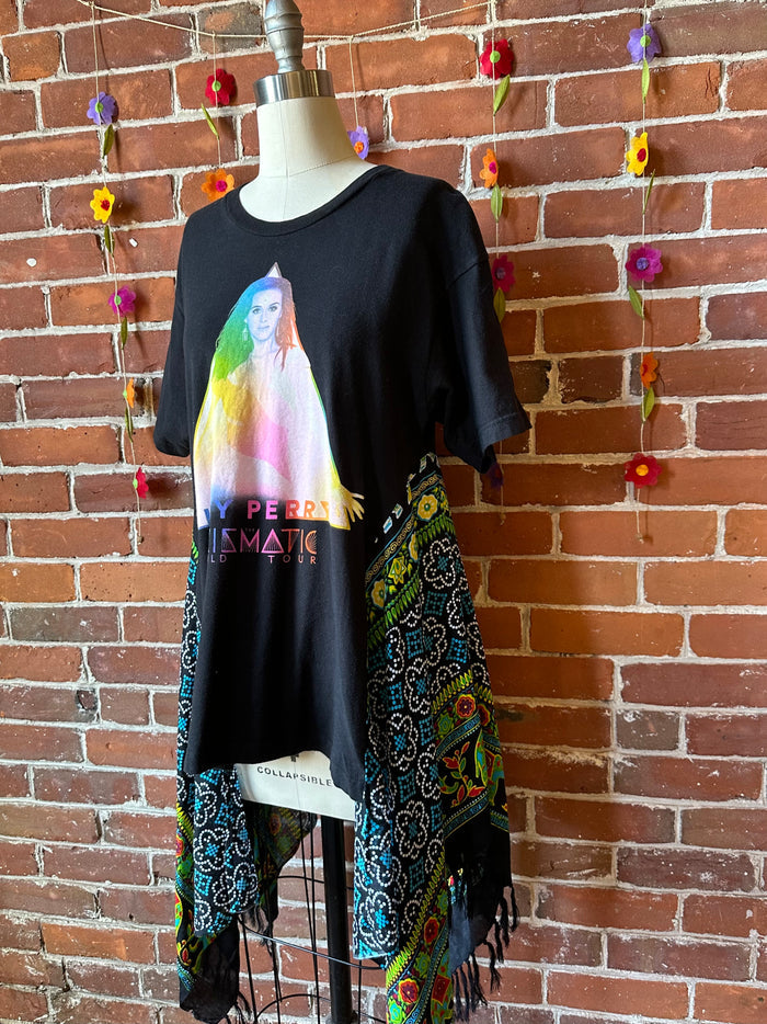 OOAK Spring Collection - Size Medium Upcycled Katy Perry Flowy Hybrid Top- Final Sale