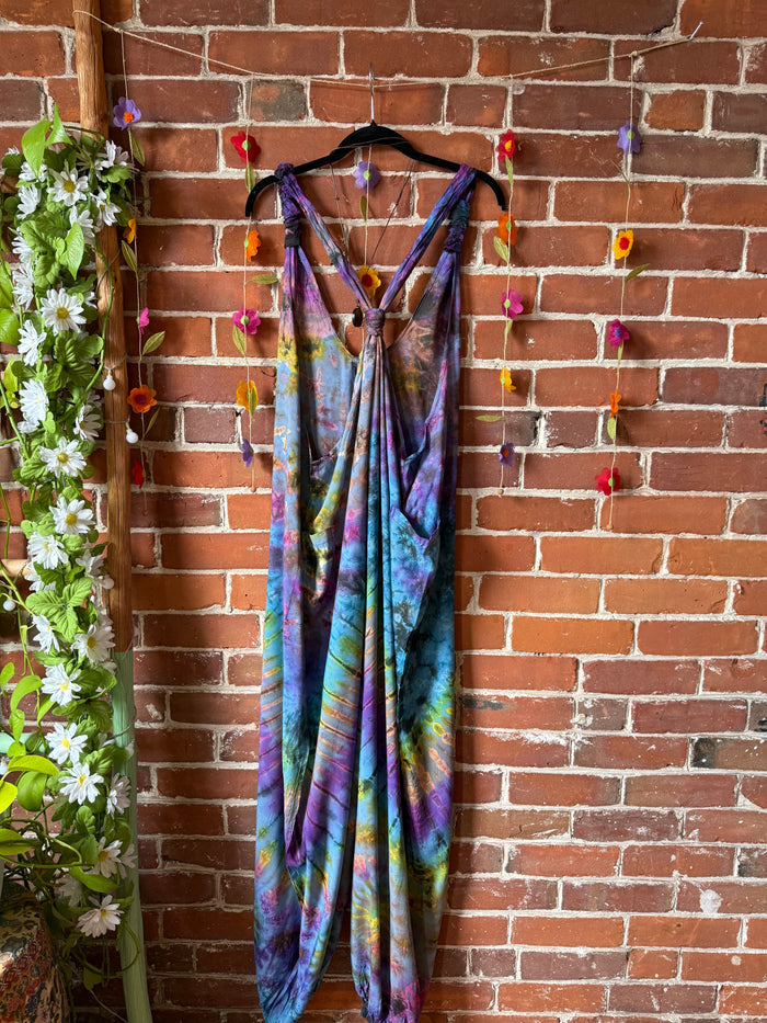 Ophelia Festival Season Tie Dye Jumpsuit / Overalls - Blue Rainbow - Final Sale