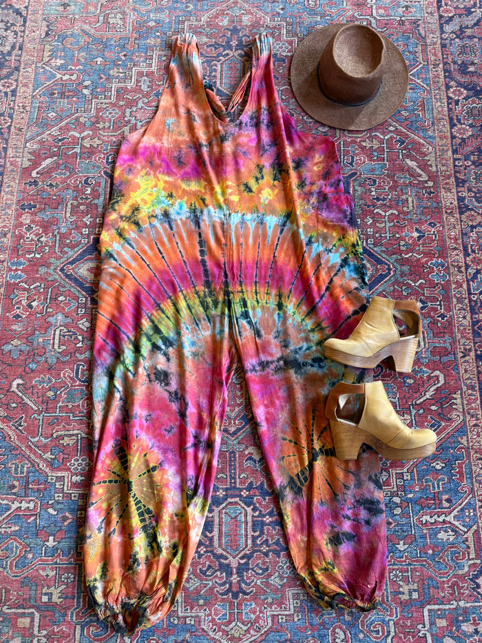 Ophelia Festival Season Tie Dye Jumpsuit / Overalls - Fair Trade Made- Final Sale