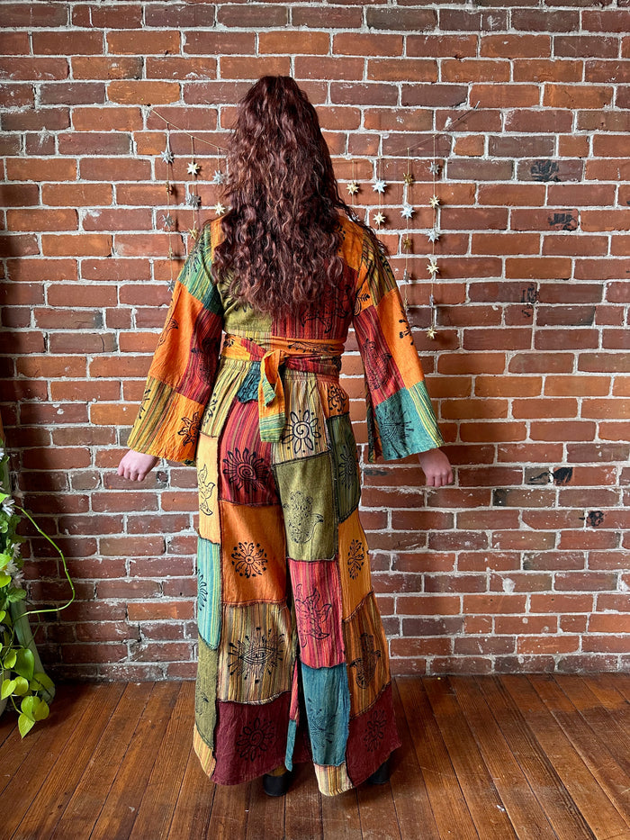 Organic Cotton Earth Print Patchwork Lounge Pants - Fair Trade Made