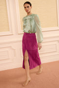 Orion Suede Pencil Skirt - Iris