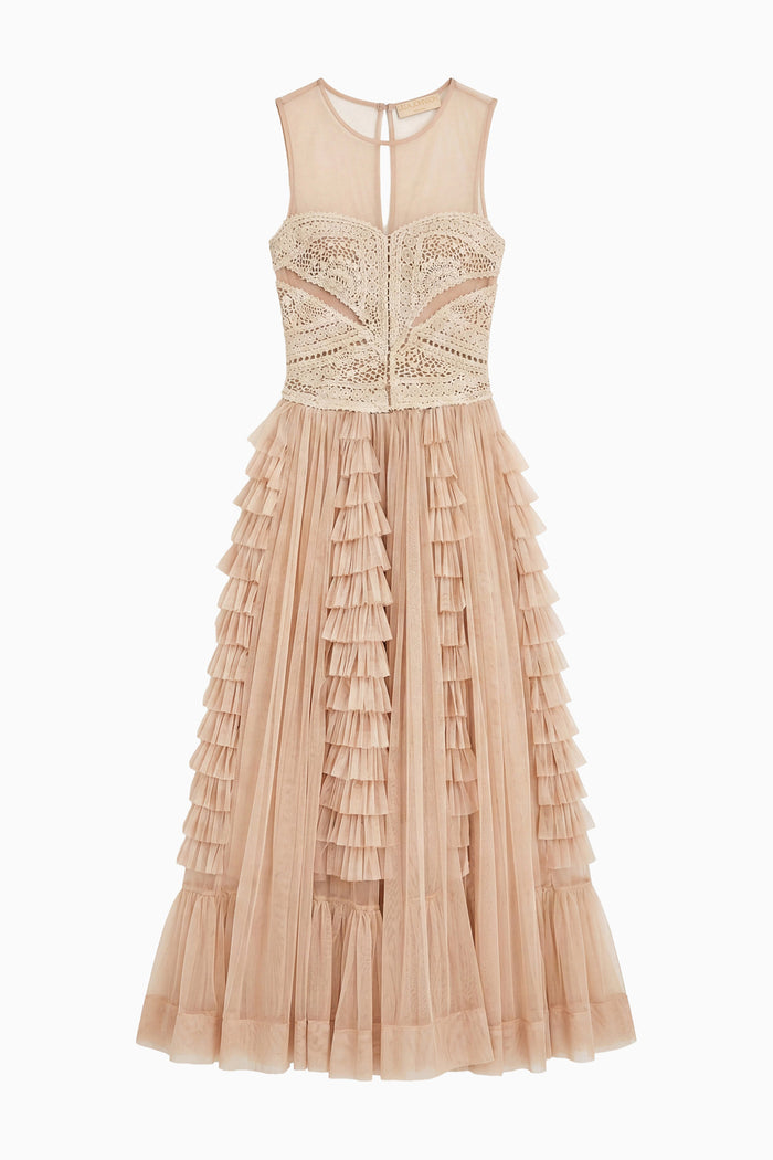Orla Crochet & Tulle Dress - Sandstone