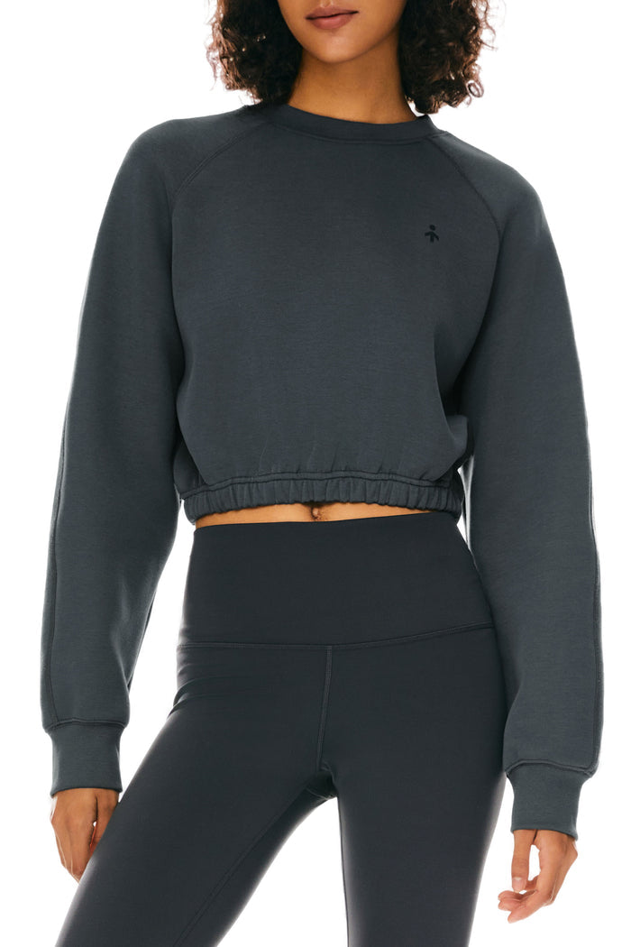 Orolay Oversized Cropped Sweatshirt Long Sleeve #color_gray