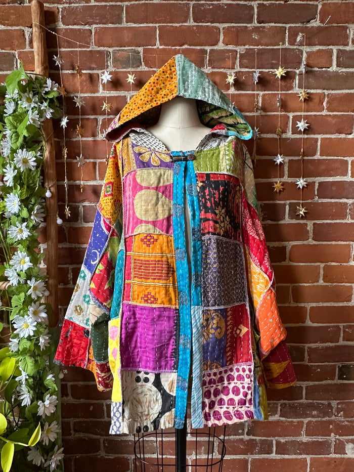 Oversized Juniper Kantha Patchwork Jacket Hoodie - Fair Trade Made