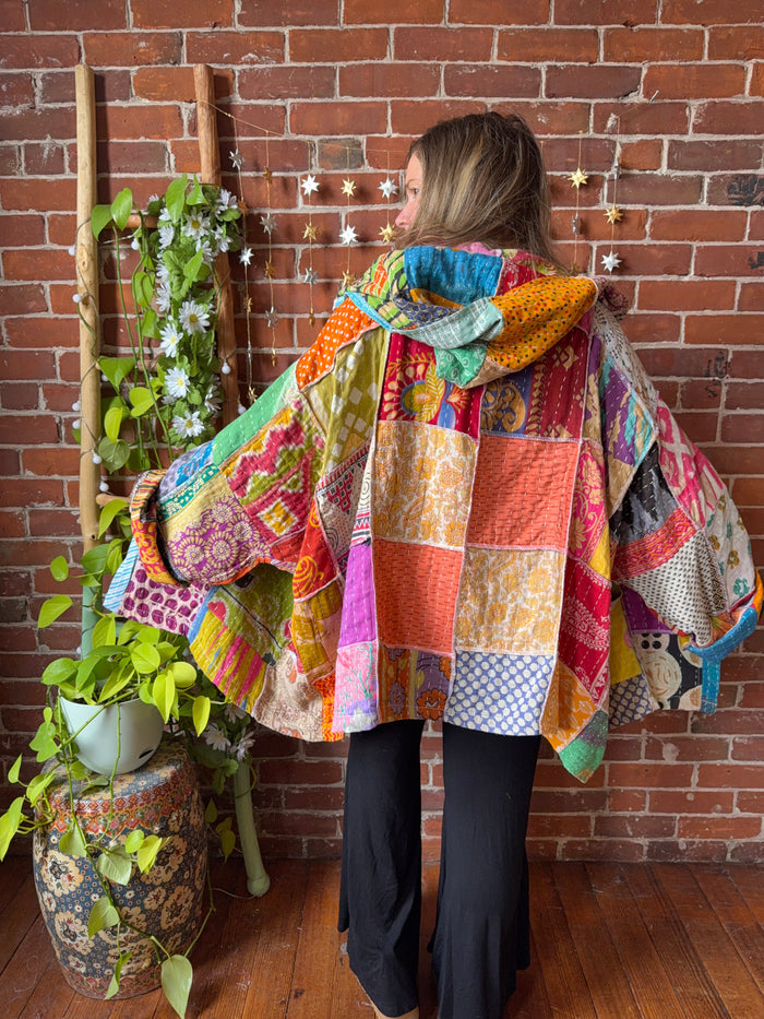 Oversized Juniper Kantha Patchwork Jacket Hoodie - Fair Trade Made