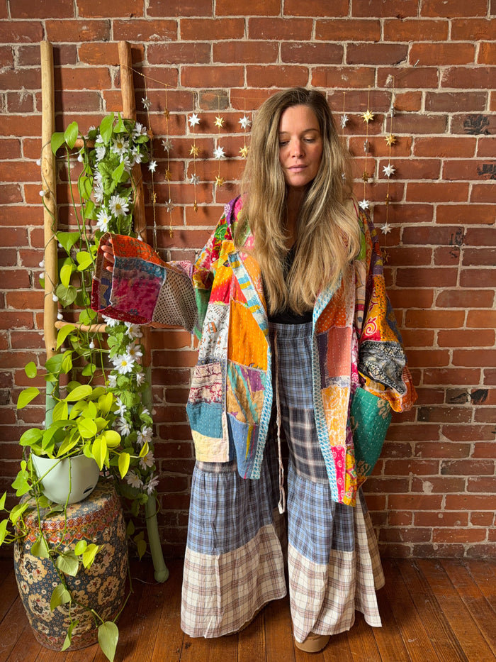 Oversized Juniper Kantha Patchwork Jacket Hoodie - Fair Trade Made