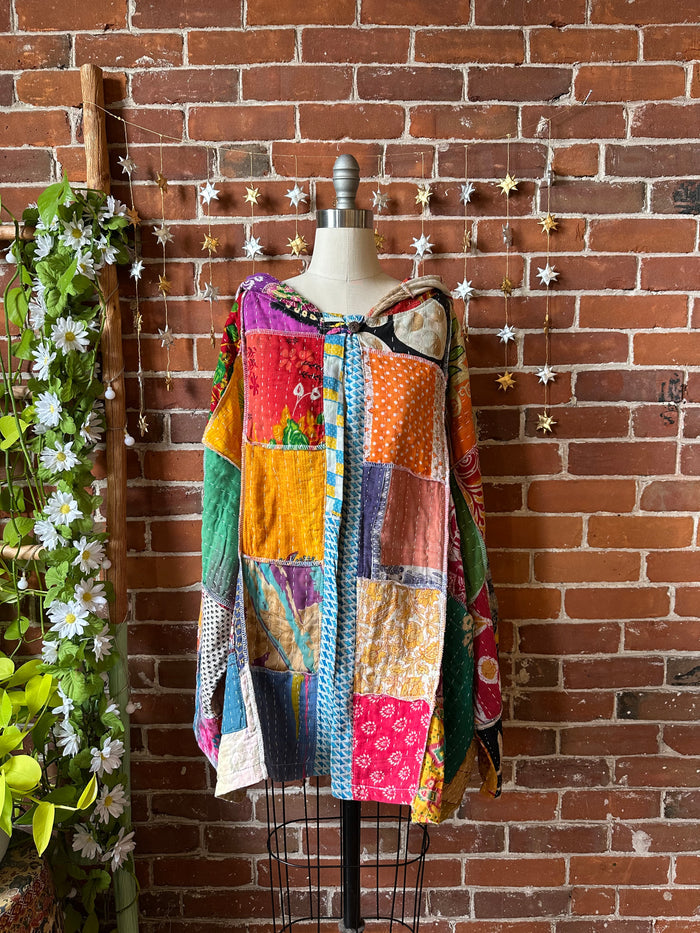 Oversized Juniper Kantha Patchwork Jacket Hoodie - Fair Trade Made