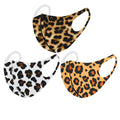 Pack of 3 Adults Washable Face Masks Fabric Animal Print