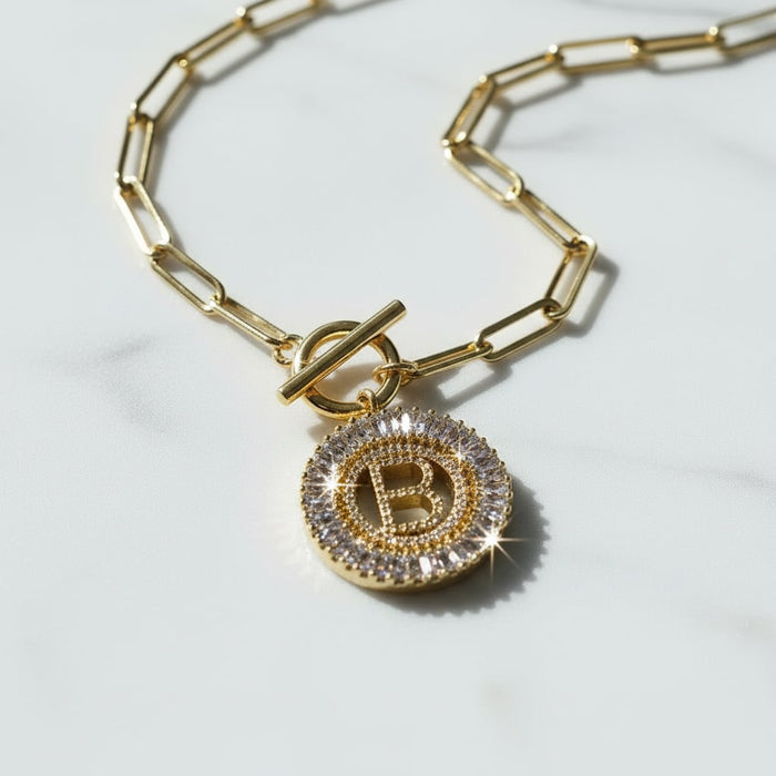 Paperclip Chain Radiant Gold Initial Necklace A - W-Cute-Trendy-Shop-Womens-Boutique-Clothing-Store