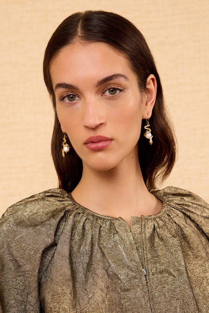 Pearl Snake Earring - Pearl