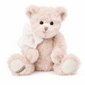 Eclectic Bukowski Bears Pierrot plush teddy bear in soft blush pink with an elegant white bow and embroidered paw.