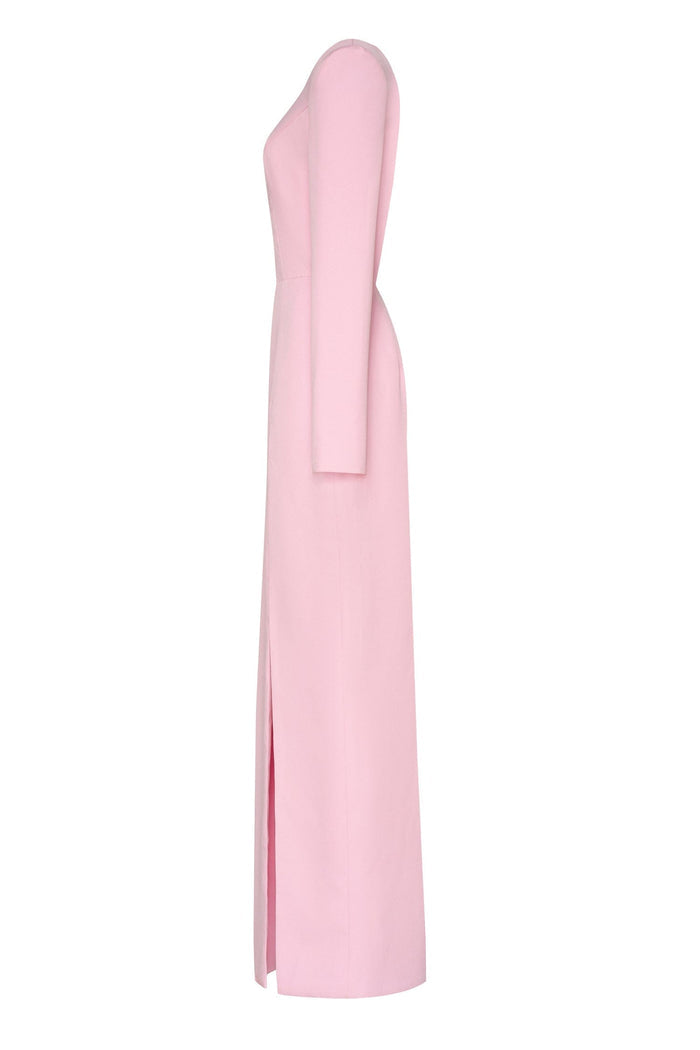 Pink Long-sleeved dress with sharp shoulder cut - Milla