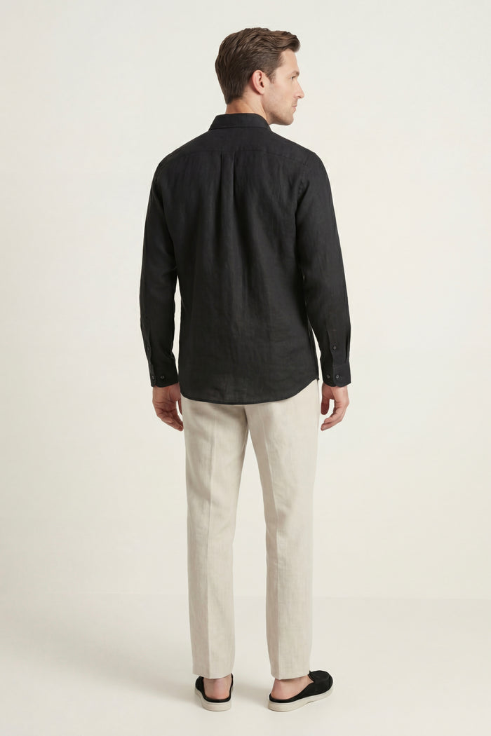 Pisa Linen Set Long Sleeve Black/Beige