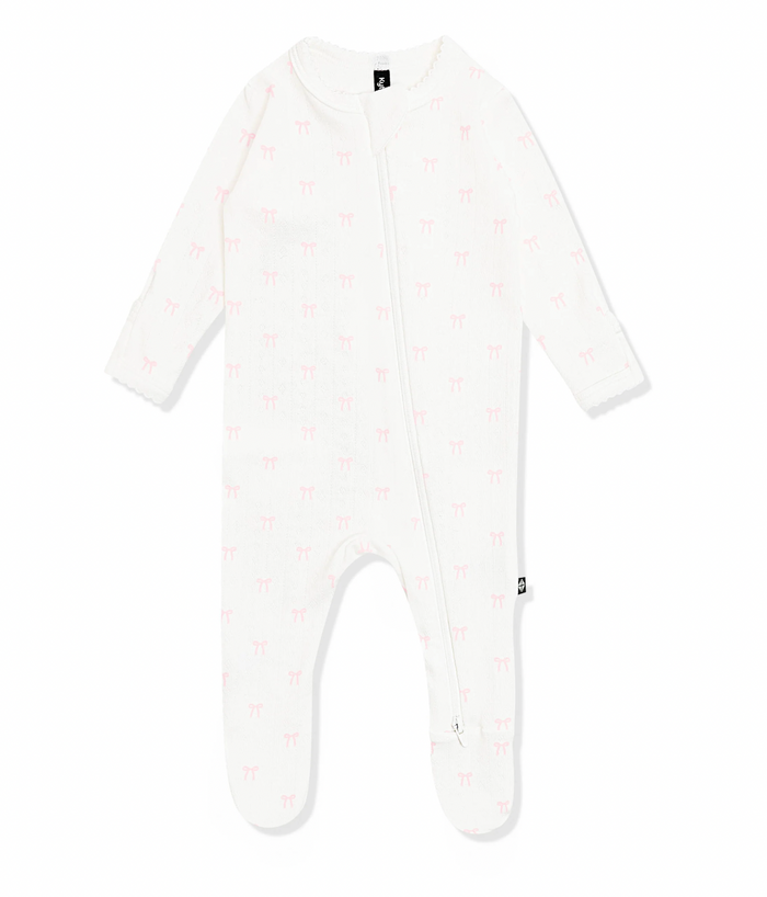 Pointelle zippered footie