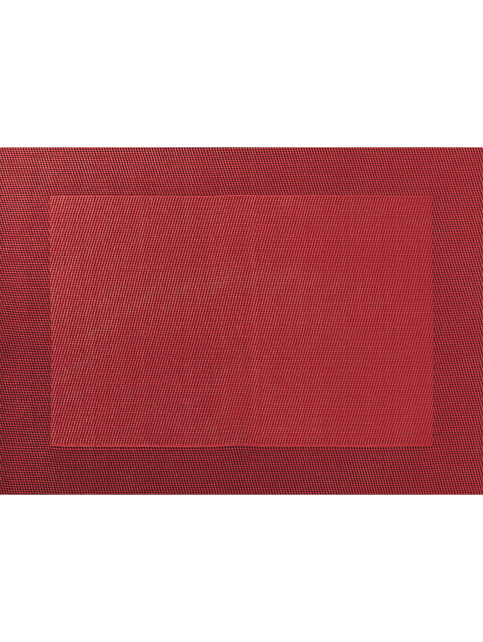 Eclectic ASA Selection pomegranate red rectangular PVC placemat with a refined woven texture for modern table settings.