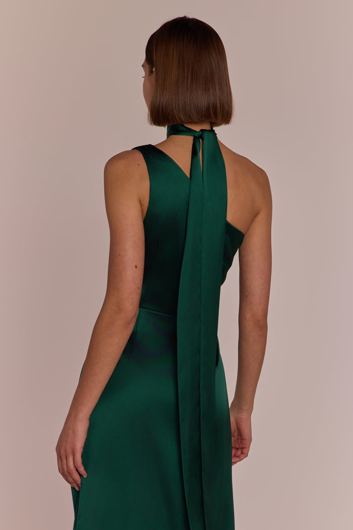 Porto Dress in Forest Green Satin