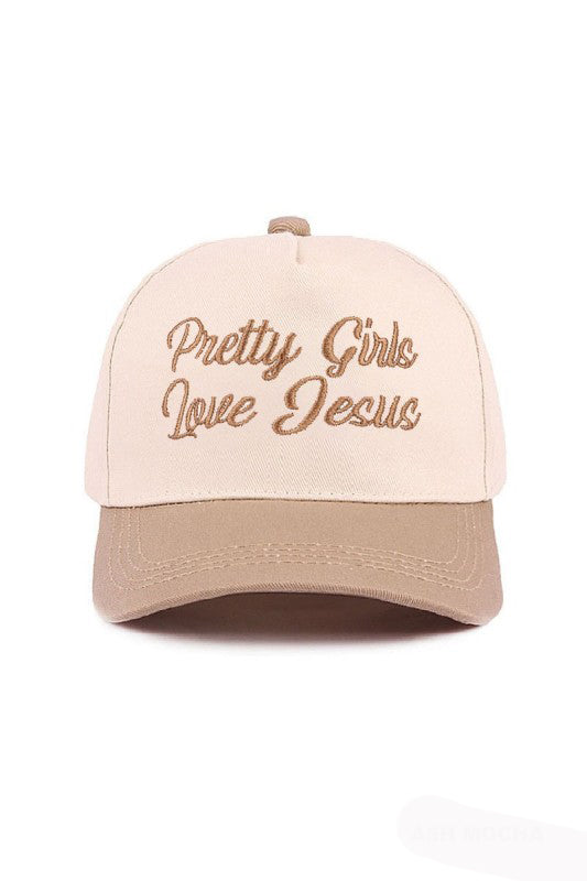 "Pretty Girls Love Jesus" Cap-Beige-Cute-Trendy-Shop-Womens-Boutique-Clothing-Store