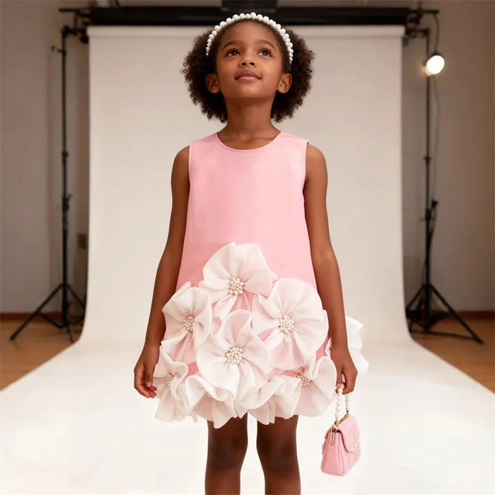 Princess Dress with 3D Flowers for Birthday Special Occasions D292