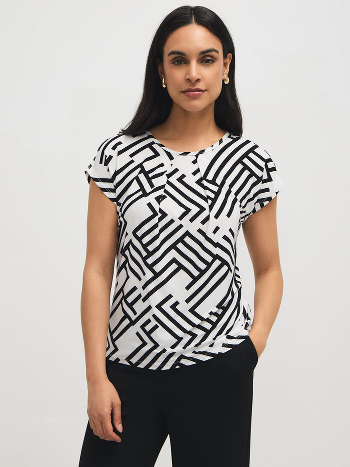 Printed Dolman Sleeve Front Pleat Top