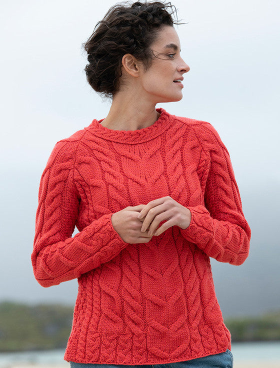 Raglan Pullover Sweater - Coral