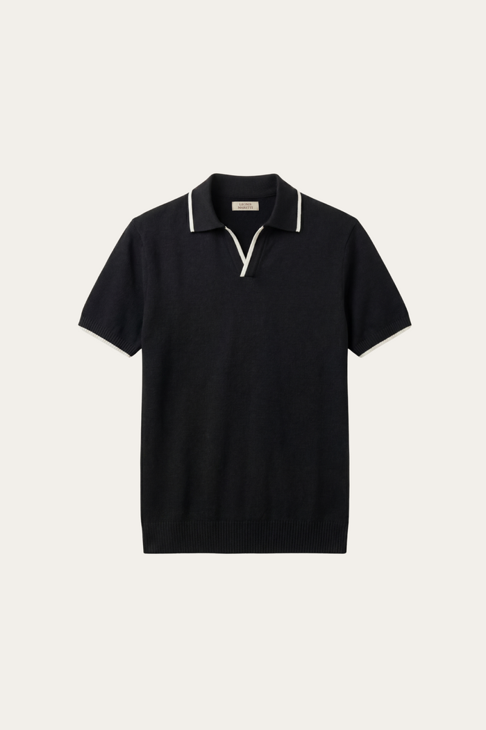 Rivoro Knitted Polo Black
