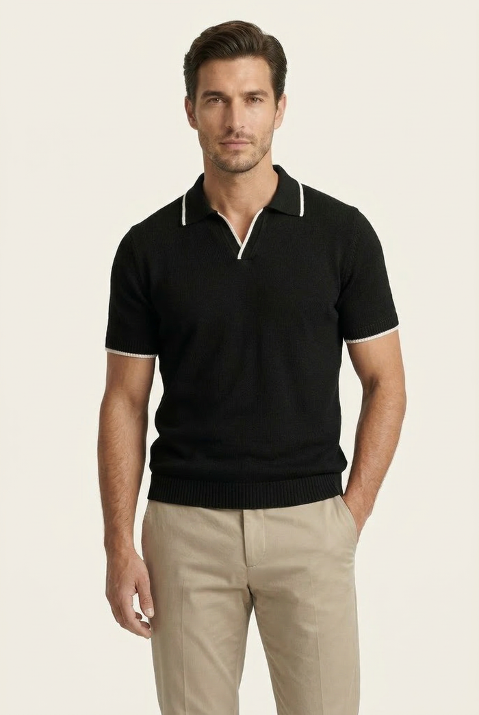 Rivoro Knitted Polo Black
