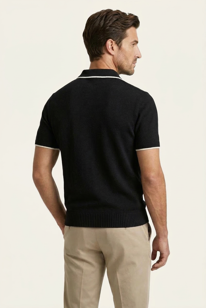 Rivoro Knitted Polo Black