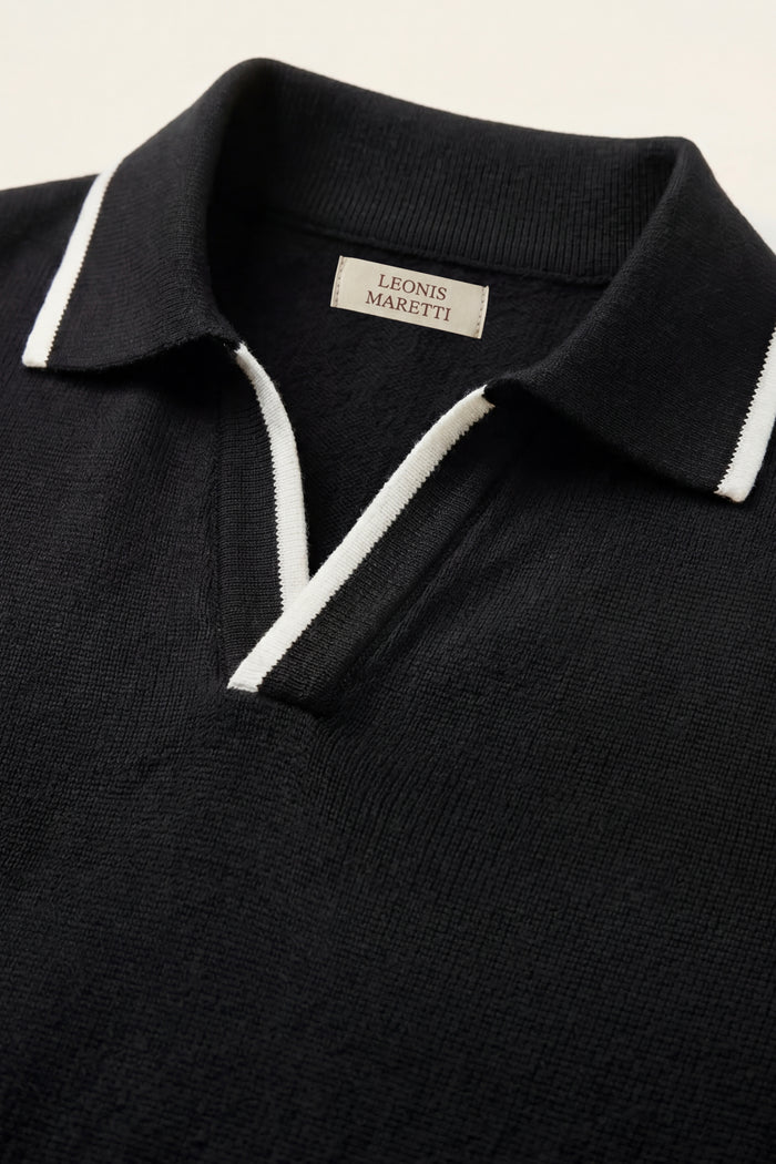 Rivoro Knitted Polo Black