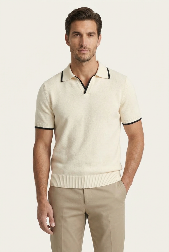 Rivoro Knitted Polo Ivory