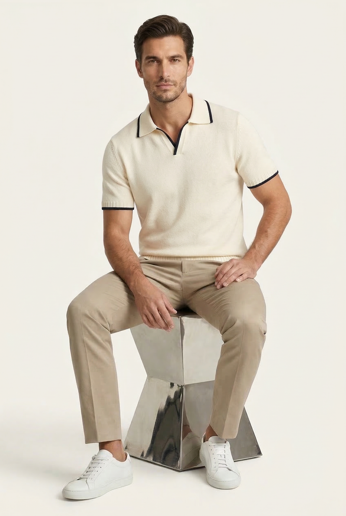 Rivoro Knitted Polo Ivory