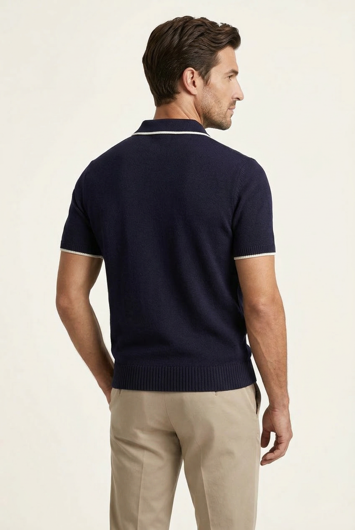 Rivoro Knitted Polo Navy