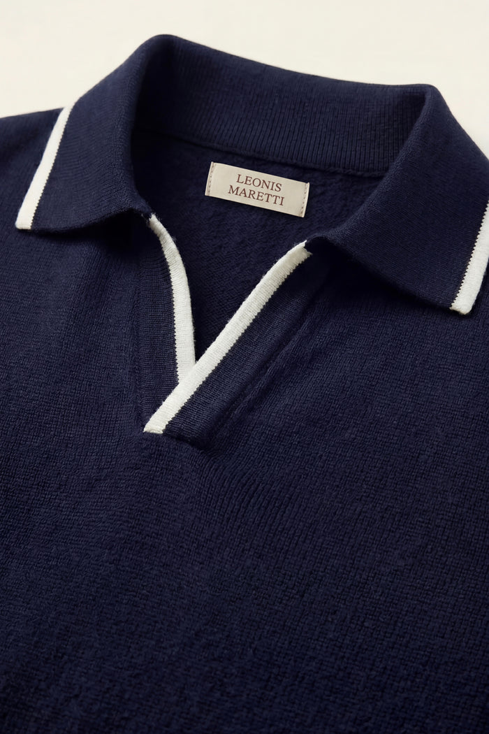 Rivoro Knitted Polo Navy