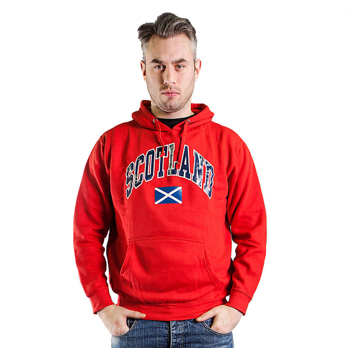 Scotland Harvard Print Hooded Top - Red