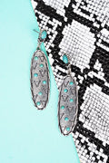 Silvertone and Turquoise Cattle Ridge Earrings